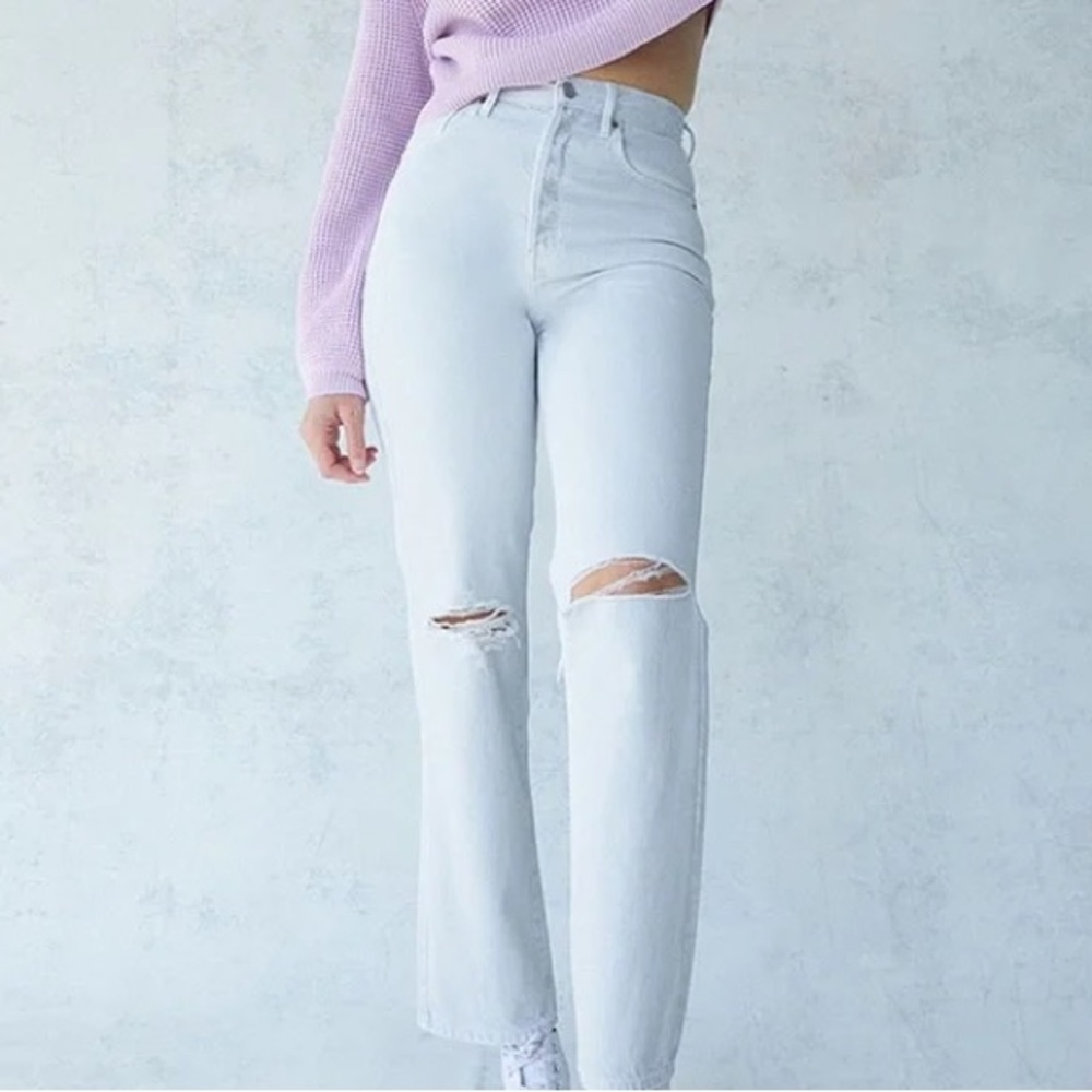 NWT Pacsun Ultra High Rise Eco Washed White Distressed Dad Jeans